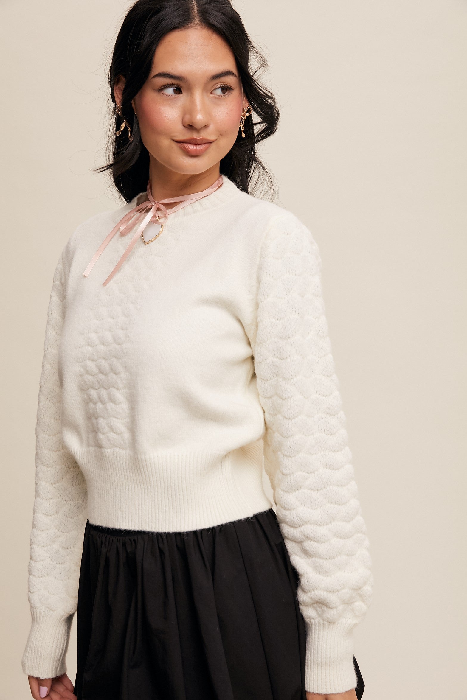 Rosemary Textured Balloon Sweater