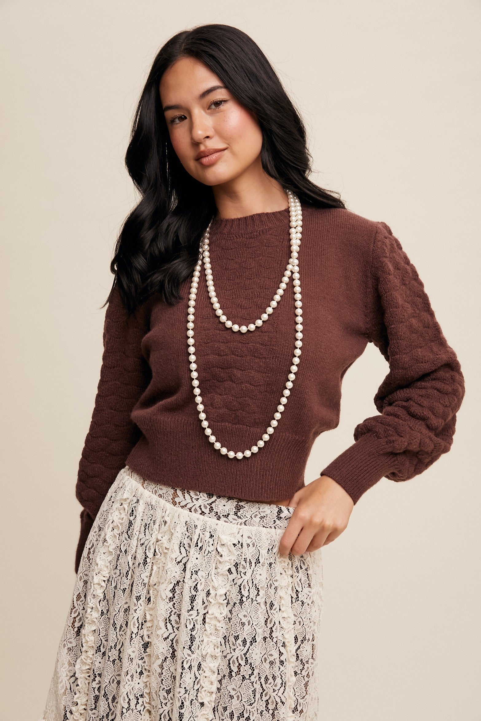 Rosemary Textured Balloon Sweater