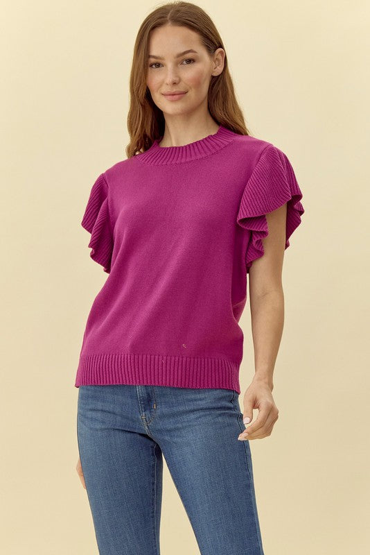 Rosie Ruffle Crew Neck Sweater