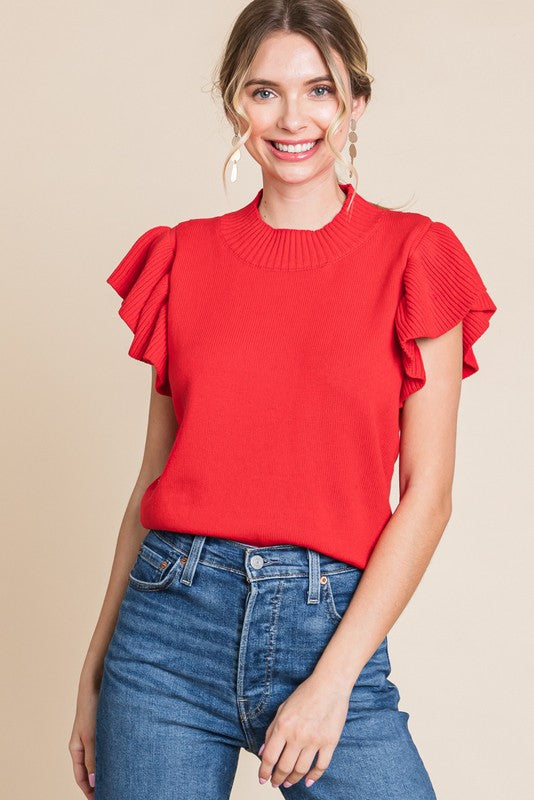 Rosie Ruffle Crew Neck Sweater