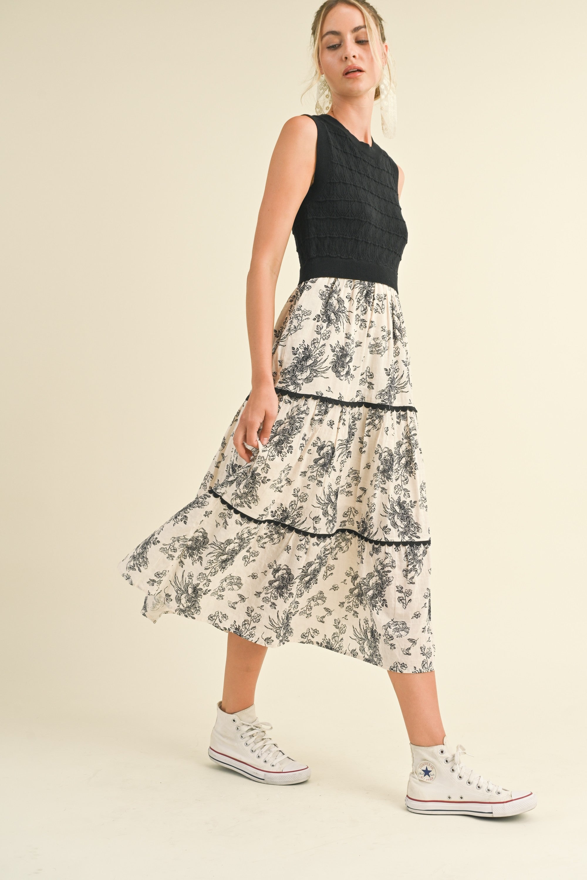 Ruby Printed Midi Twofer Dress FINAL SALE