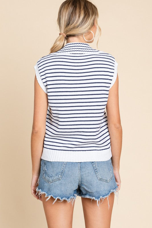 Sally Stripe Pocket Sweater Vest