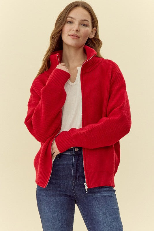 Saoirse High Neck Zipper Sweater