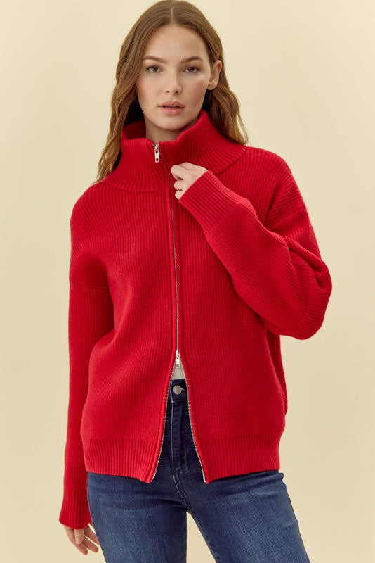 Saoirse High Neck Zipper Sweater