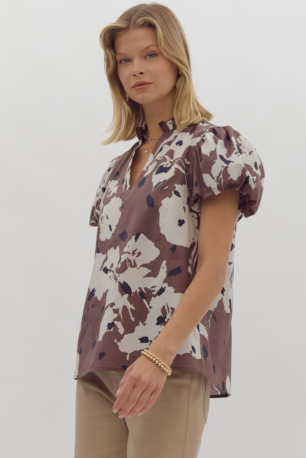 Serenity Printed Bubble Sleeve Top FINAL SALE