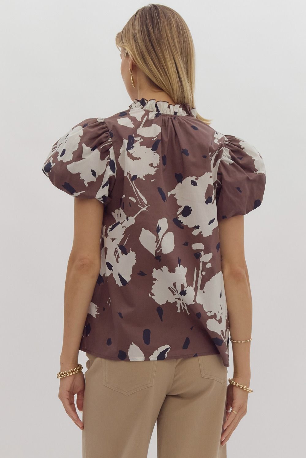 Serenity Printed Bubble Sleeve Top FINAL SALE