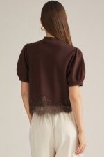 Shania Lace Trim Puff Sweater