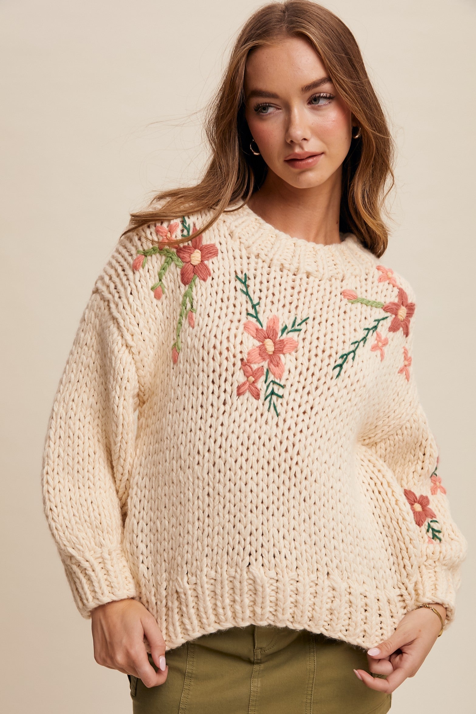 Shea Hand Knit Flower Sweater