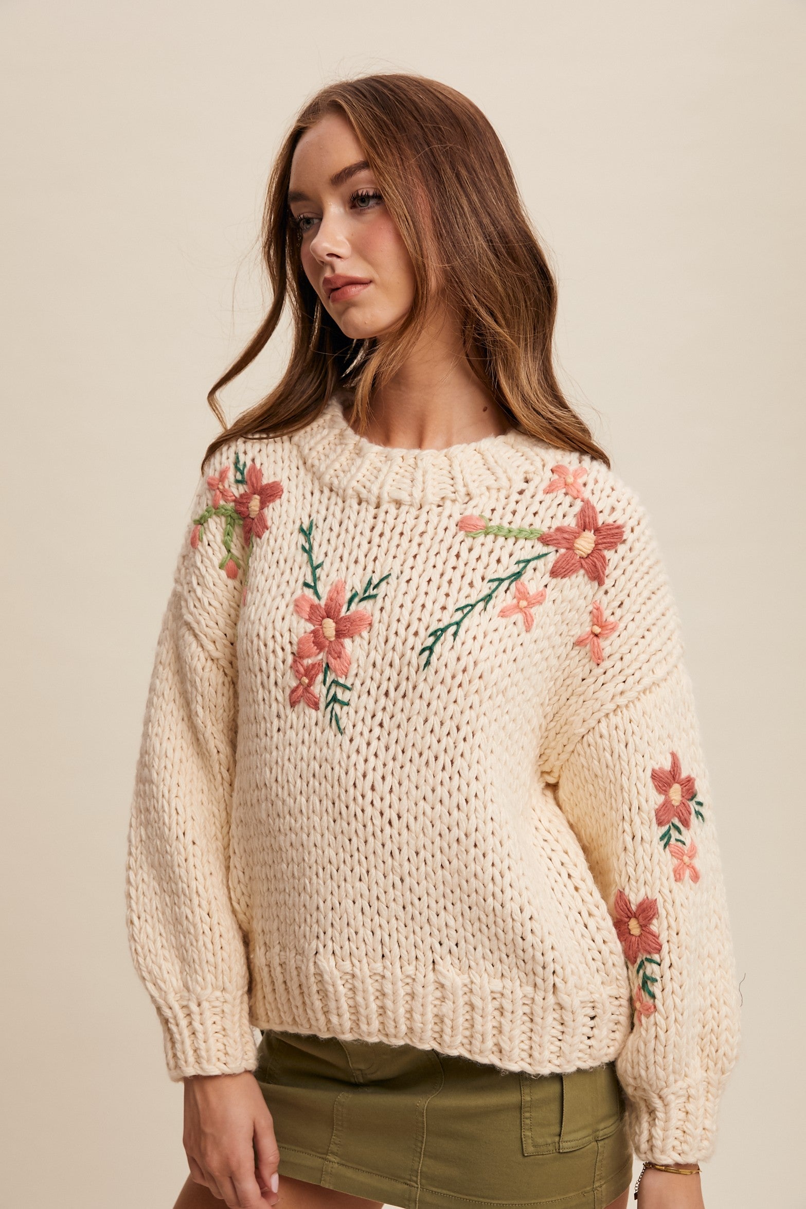 Shea Hand Knit Flower Sweater