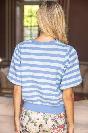 Sienna Striped Bubble Sleeve Sweater