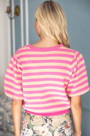 Sienna Striped Bubble Sleeve Sweater