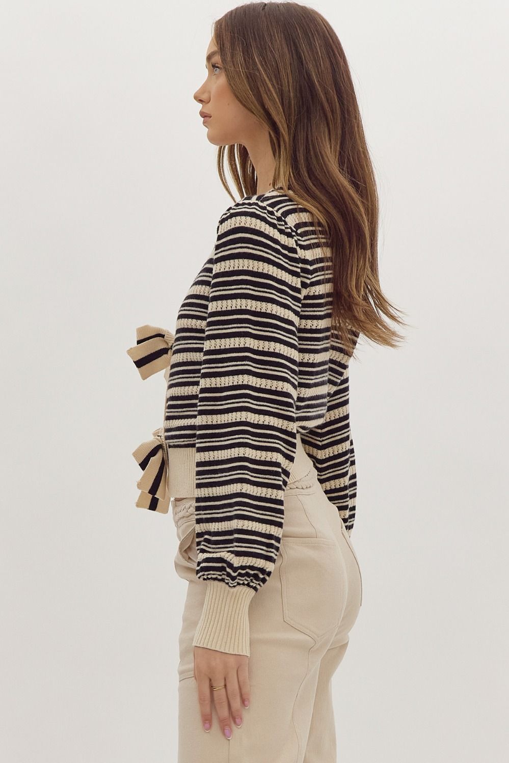 Susie Striped Bow Cardigan