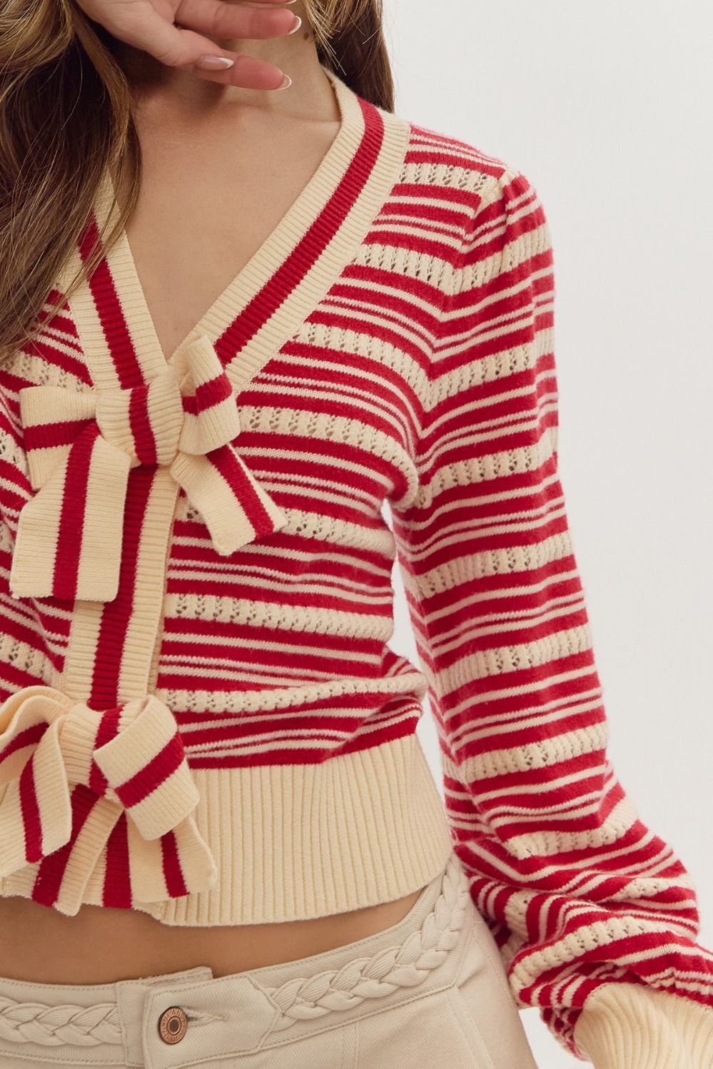 Susie Striped Bow Cardigan