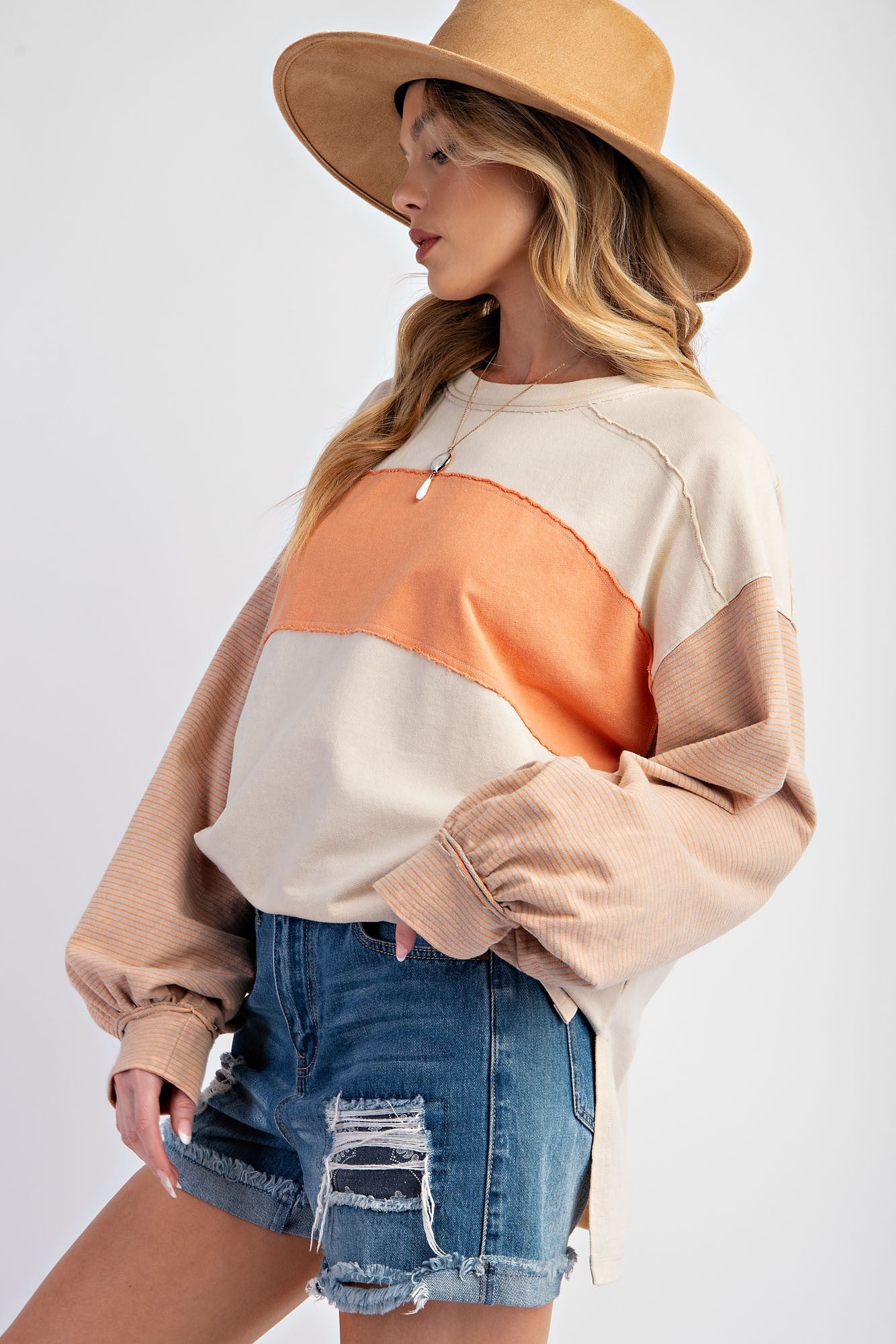 Sydney Washed Color Block Sweatshirt