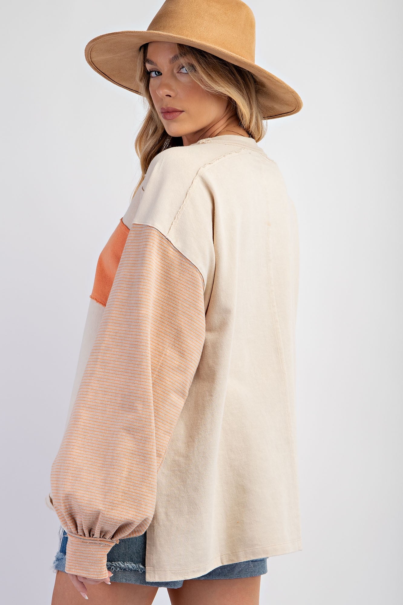 Sydney Washed Color Block Sweatshirt