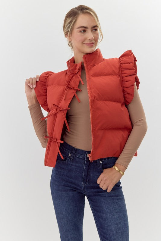 Sylvia Ruffle Puffer Vest