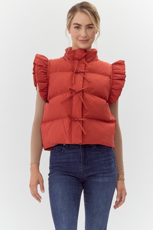 Sylvia Ruffle Puffer Vest