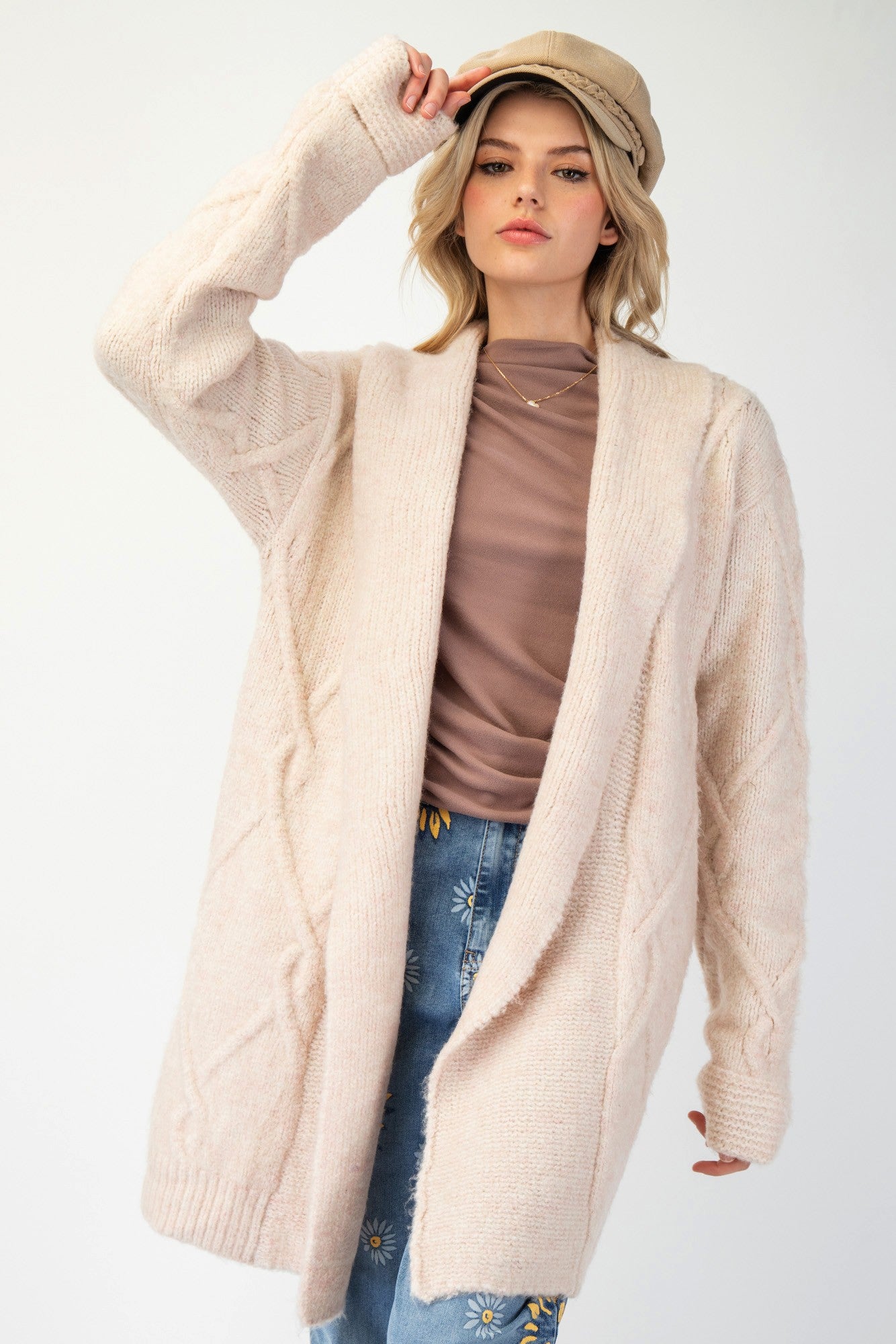 Tabby Cable Knit Long Cardigan