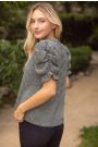 Tatiana Textured Stripe Puff Top