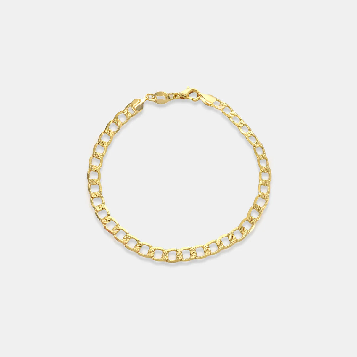 Gold Textured Curb Chain Bracelet