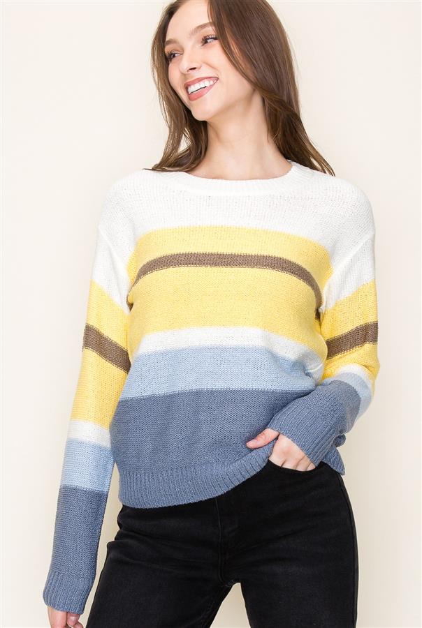Tina Color Block Crew Neck Sweater