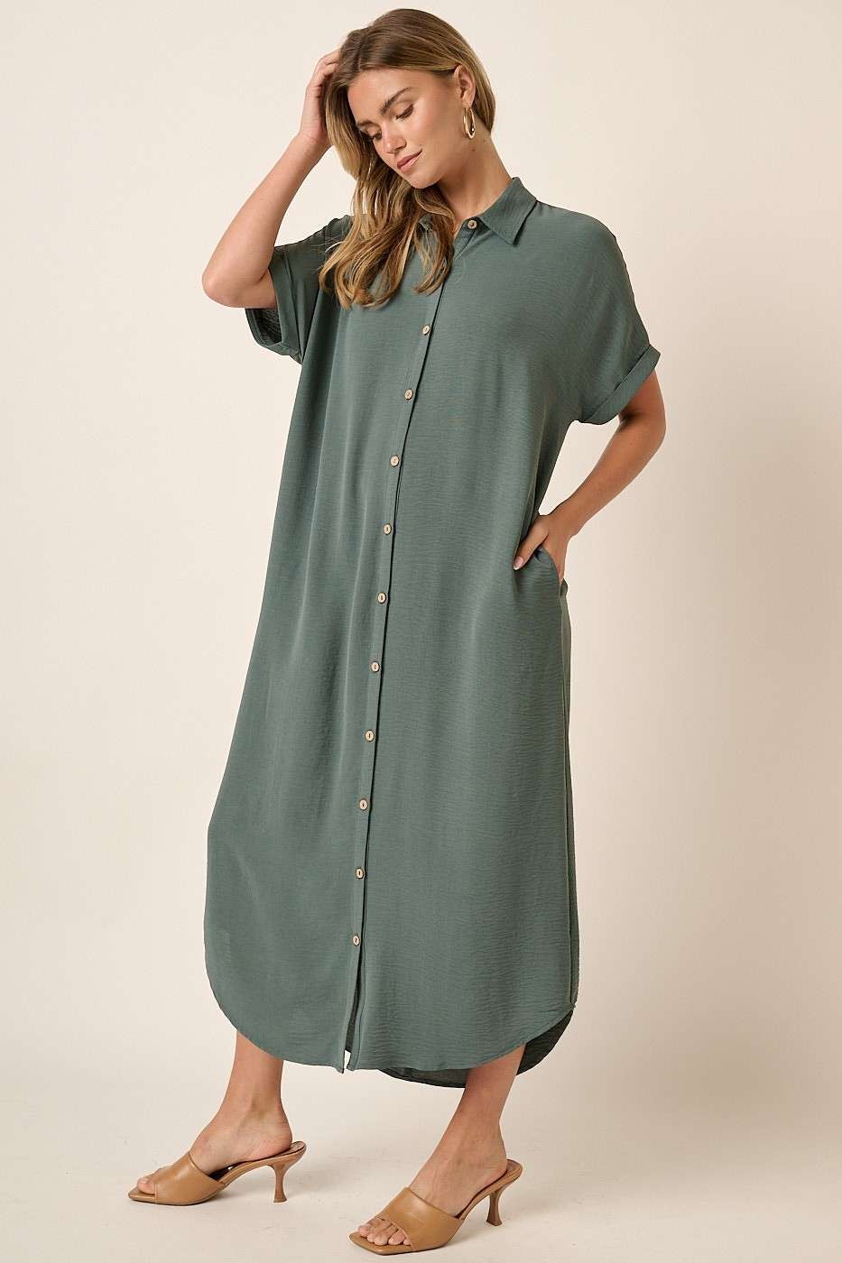 Traci Dolman Sleeve Maxi Shirt Dress
