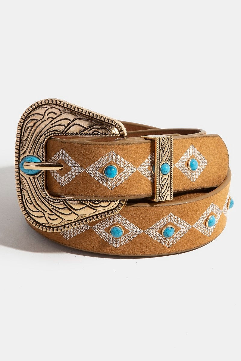 Western Stitch Turquoise Stud Belt FINAL SALE