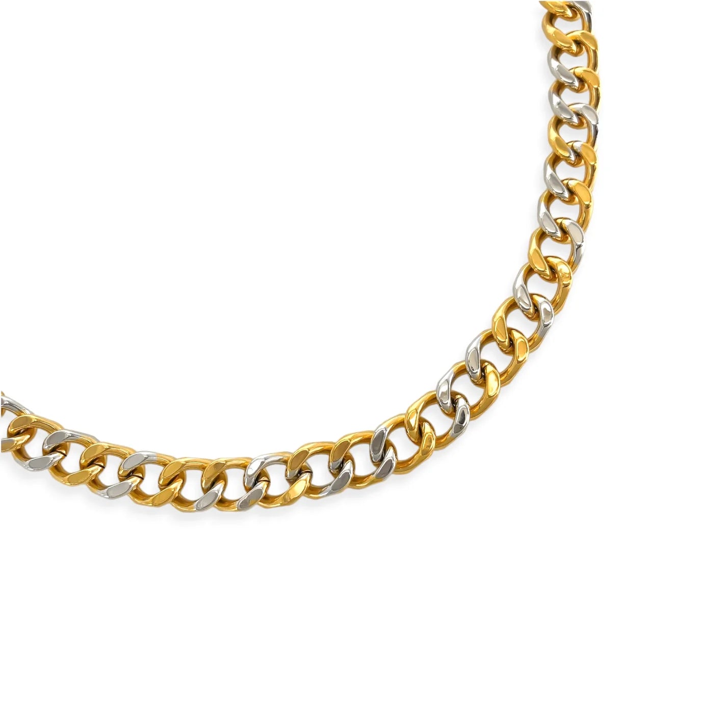 Two Tone Curb Chain Necklace