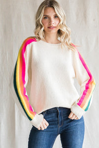 Vendela Striped Sleeve Pullover Sweater