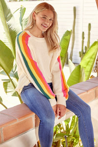 Vendela Striped Sleeve Pullover Sweater