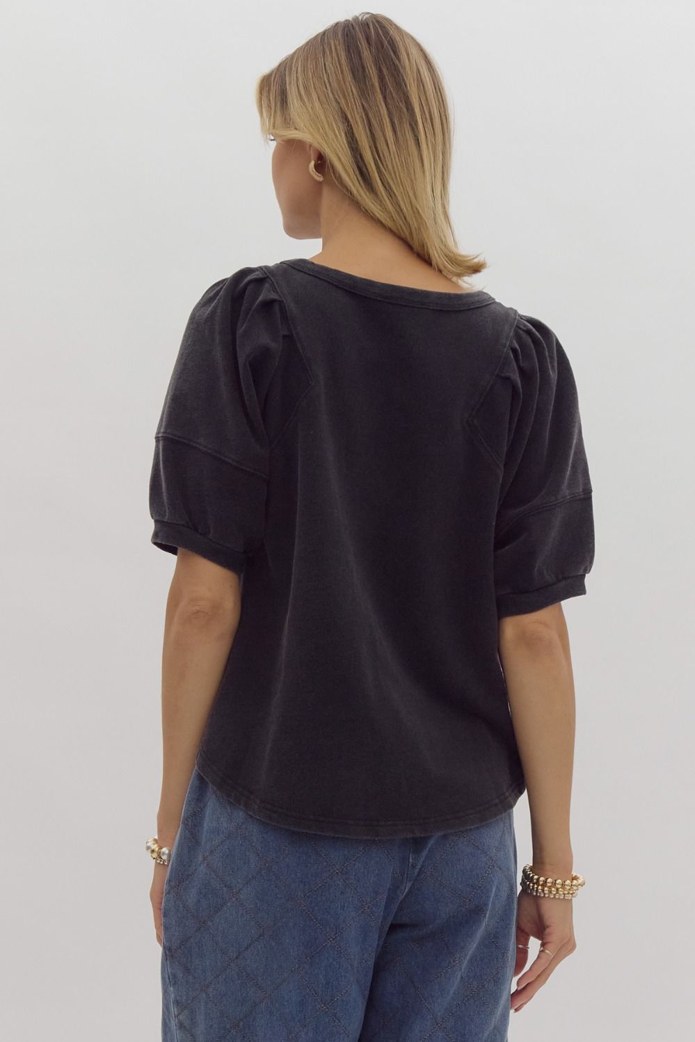 Violet Washed Pleated Shoulder Top