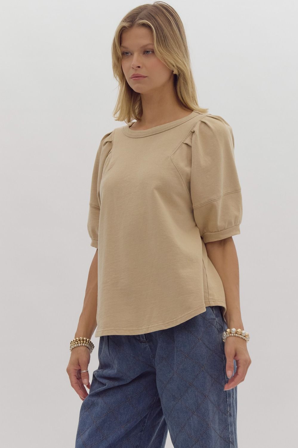 Violet Washed Pleated Shoulder Top