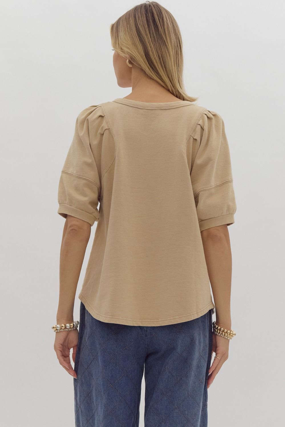 Violet Washed Pleated Shoulder Top