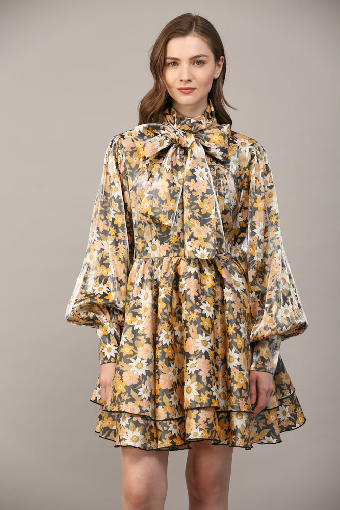 Whitley Floral Tie Neck Dress