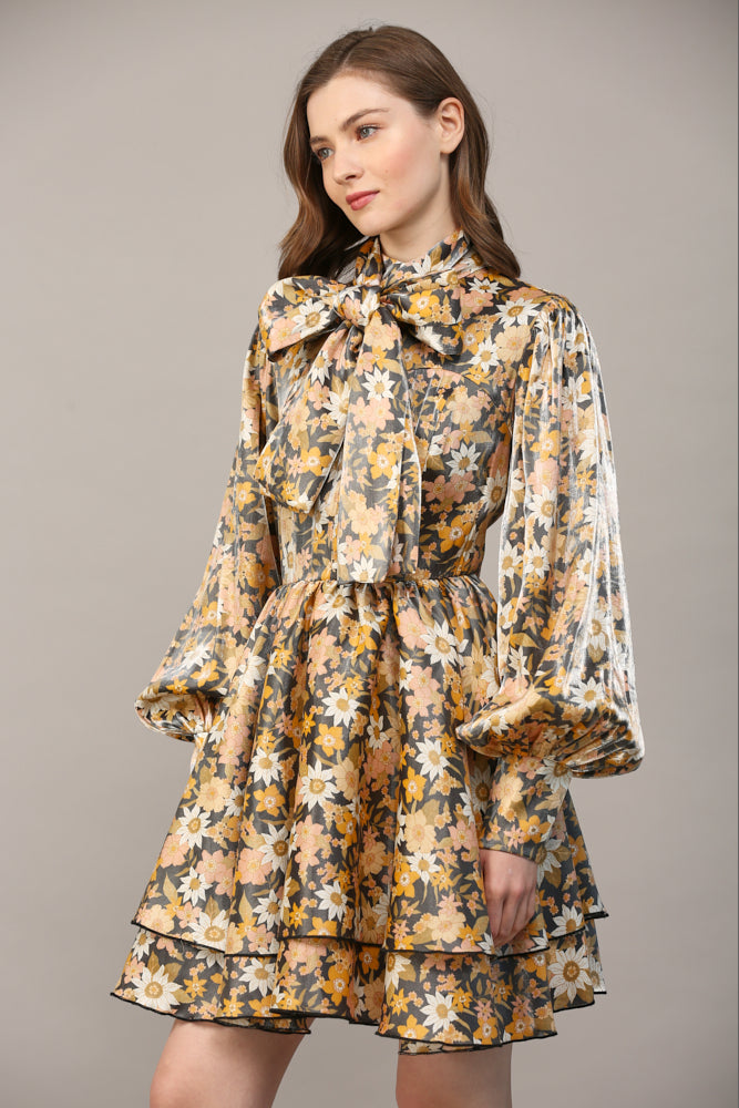 Whitley Floral Tie Neck Dress