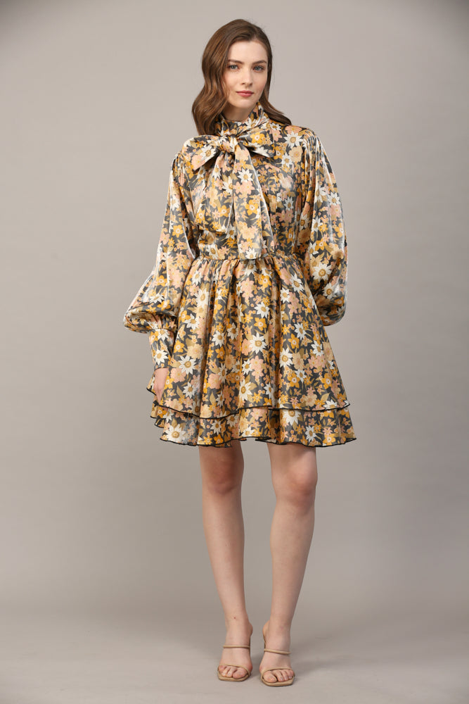 Whitley Floral Tie Neck Dress