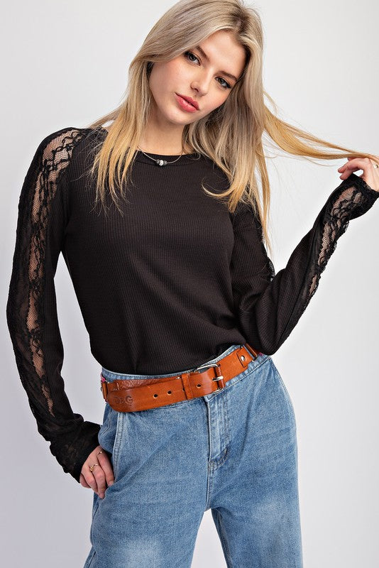 Wyatt Lace Sleeve Top