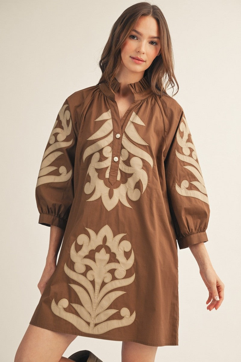 Zara Baroque Applique Shift Dress