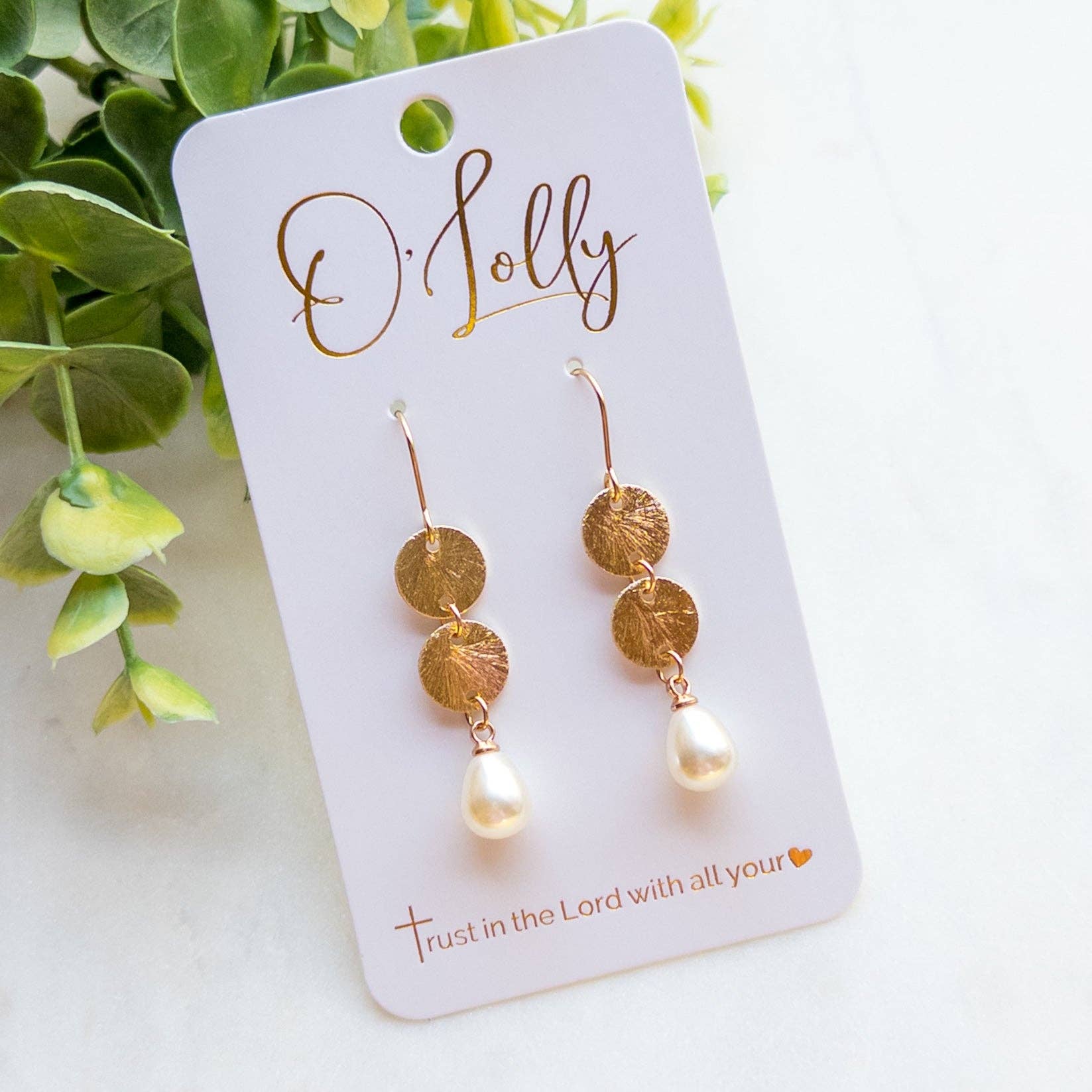 Kimberly Textured Discs Pearl Dangle Earrings