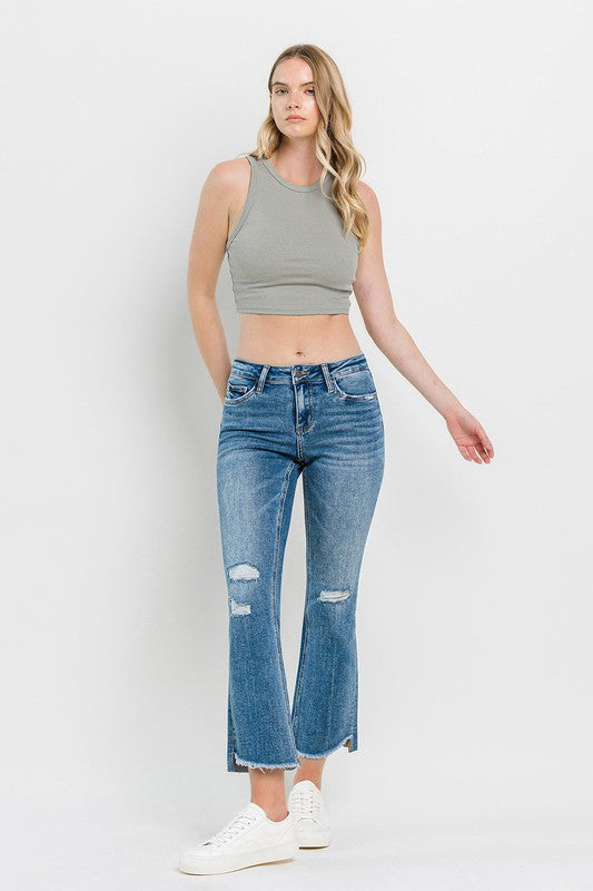 Alison Distressed Crop Flare Jeans