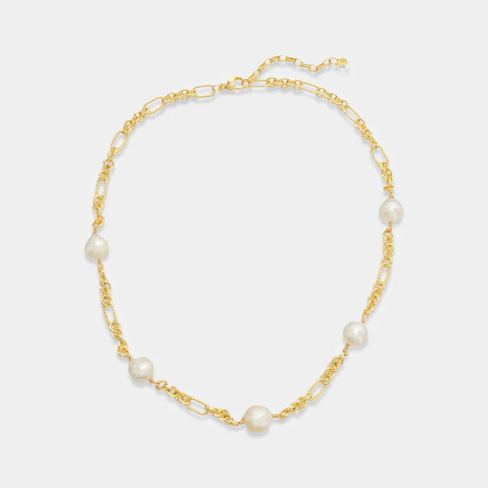 Pearl Textured Alt Chain Necklace