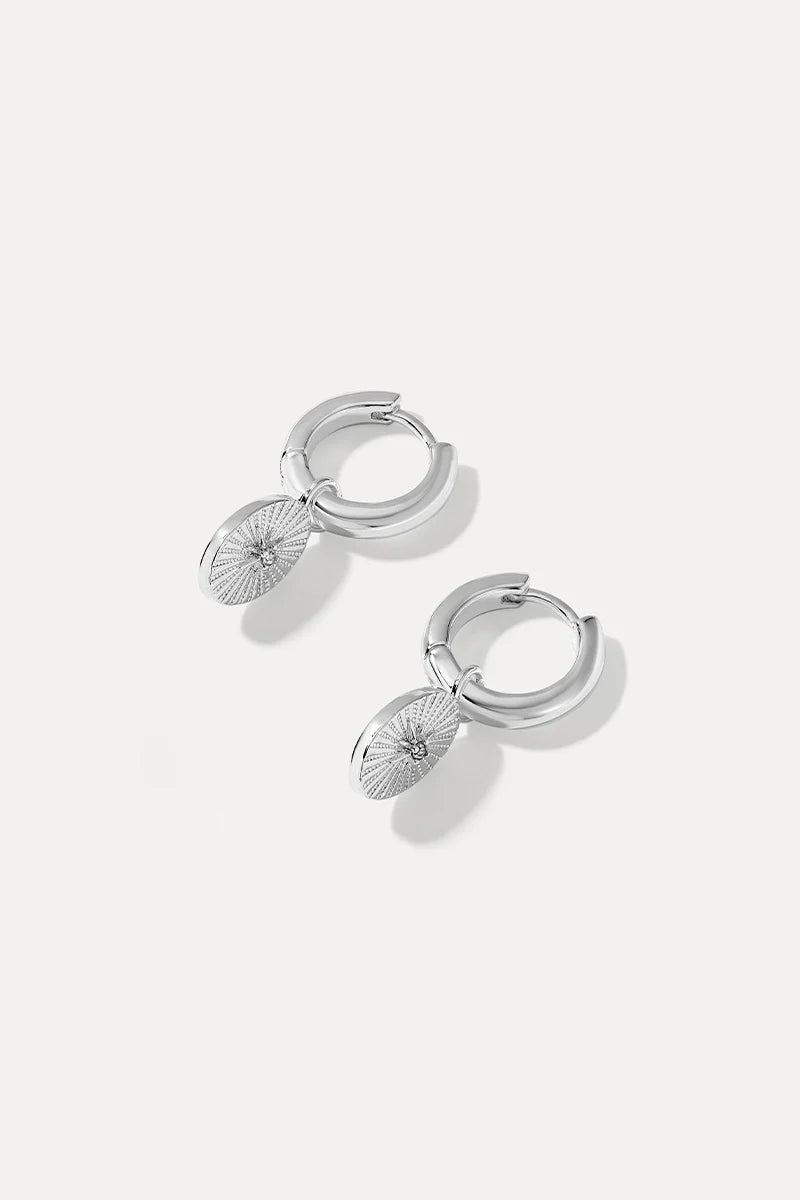 Amanda Charm Huggie Earrings Silver