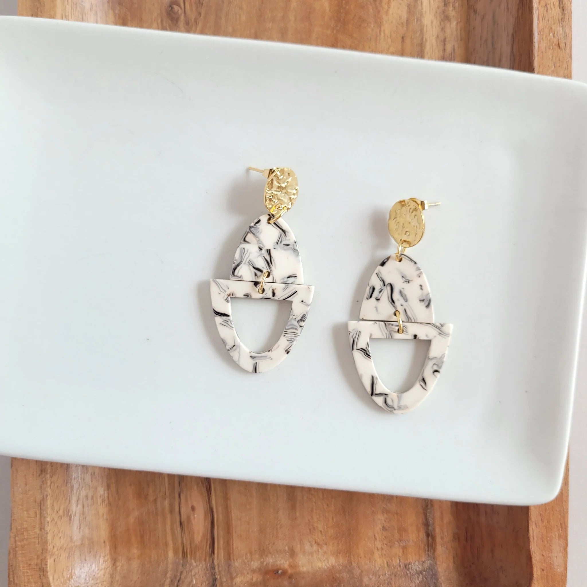 Athena Earrings - Marble FINAL SALE
