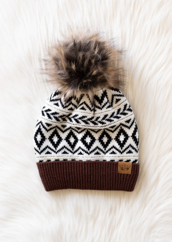 Aztec Cuff Pom Hat