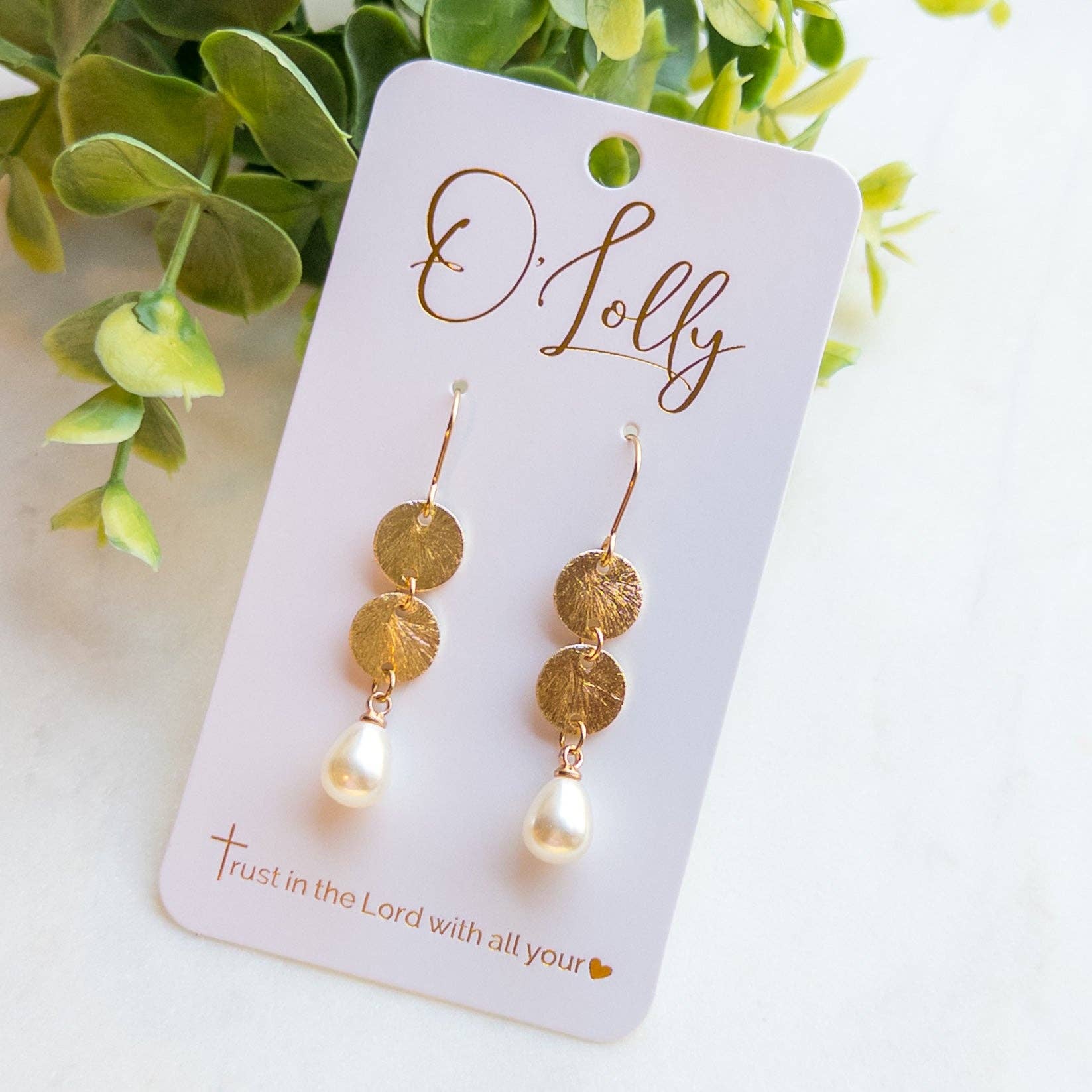 Kimberly Textured Discs Pearl Dangle Earrings
