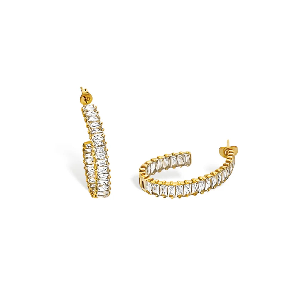 Baguette Curve Hoops
