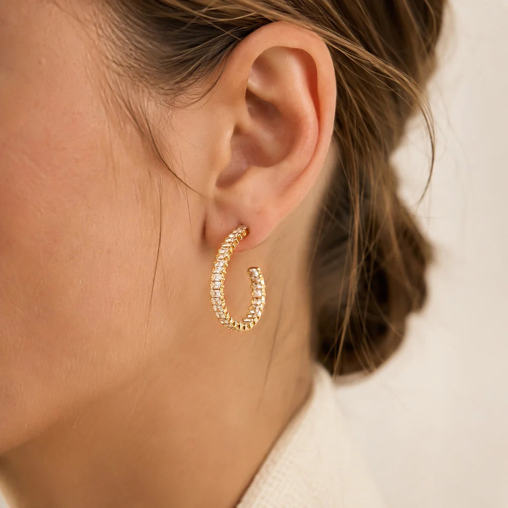 Baguette Curve Hoops