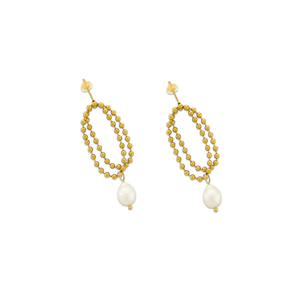 Ball Chain Pearl Earrings