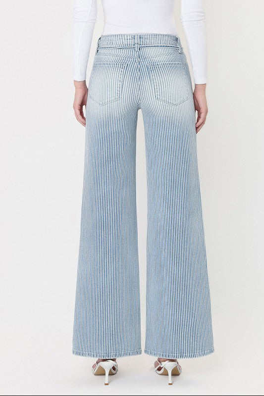 Betsy Tie Stripe Wide Leg Jean