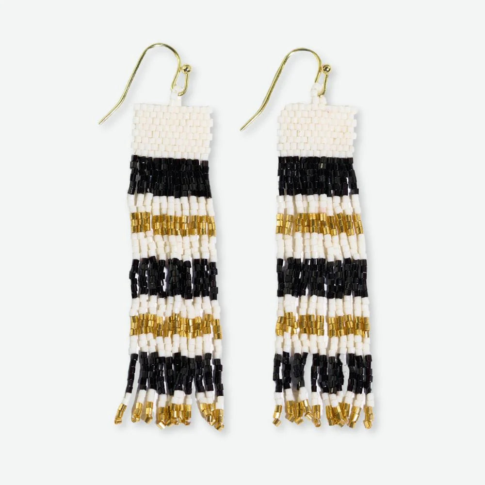 Billie Mixed Stripe Fringe Black